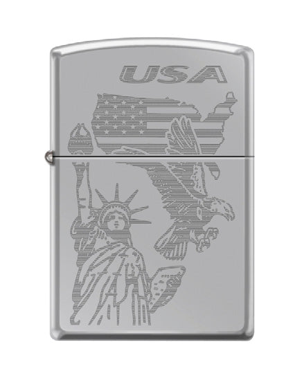 USA Statue of Liberty Map Eagle Etch High Polish Chrome | 02397