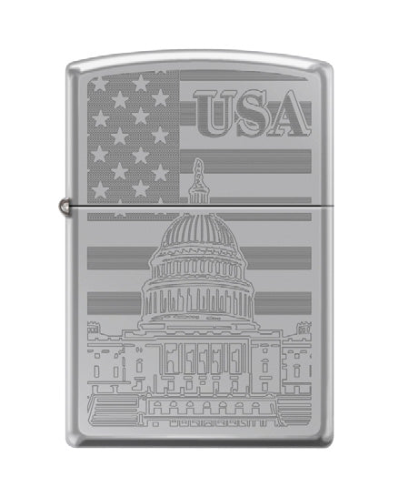 USA Capitol Bldg Flag Etch High Polish Chrome | 02547