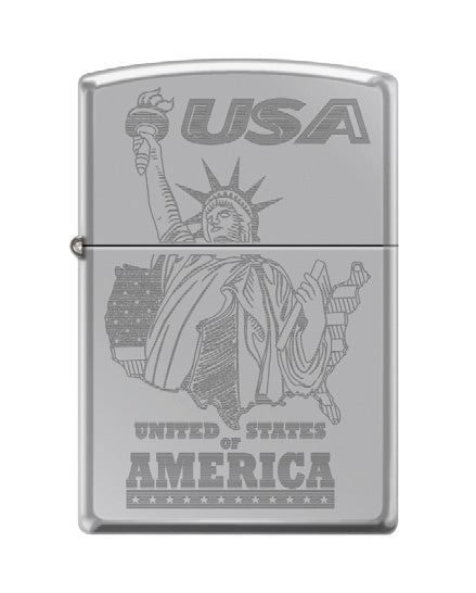 USA Statue of Liberty Map Etch High Polish Chrome | 03193