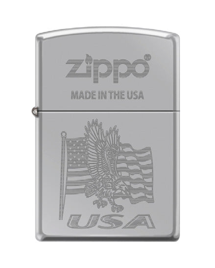 USA Eagle Flag Zippo High Polish Chrome | 33444