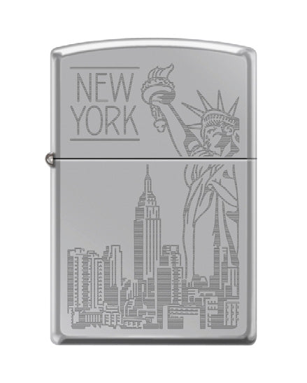 NY Skyline Statue of Liberty Etch High Polish Chrome | 34170