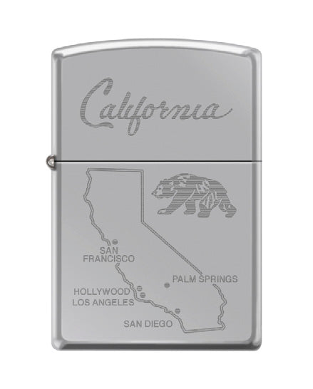 California Bear Map Etch High Polish Chrome | 72770