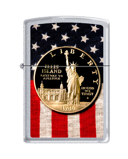 Statue of Liberty Ellis Coin Flag Satin Chrome | 74148