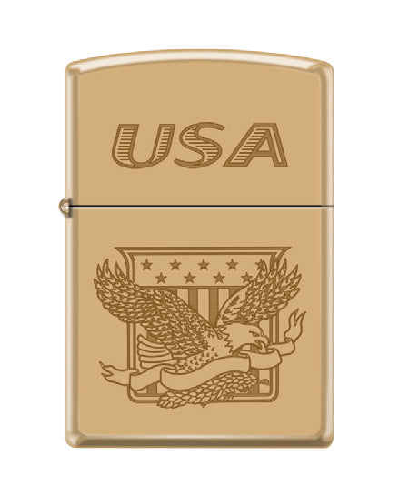 USA Shield Eagle Ribbon High Polish Brass | 74735