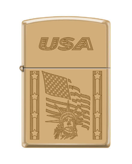 USA with Bar Statue Flag High Polish Brass | 74740