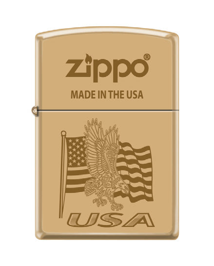 Eagle Flag USA Zippo High Polish Brass | 74753