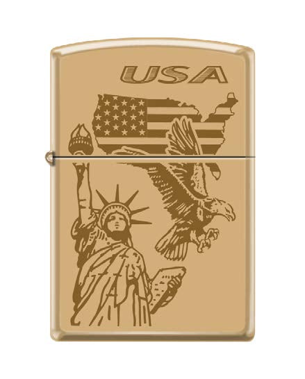 Statue of Liberty Map Eagle High Polish Brass | 74764