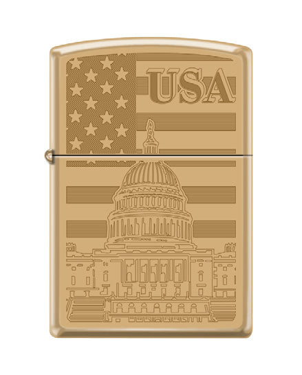 Capitol Building Flag USA High Polish Brass | 74767