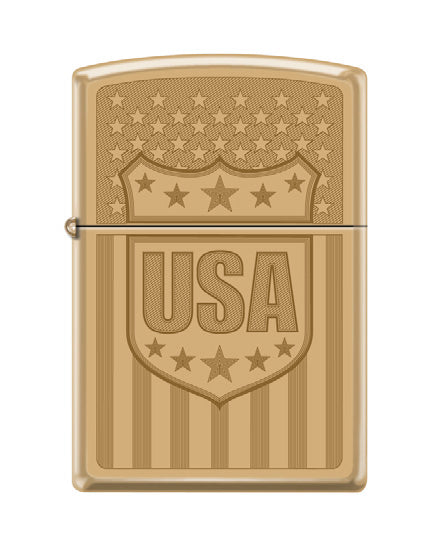 USA Flag Shield High Polish Brass | 74778