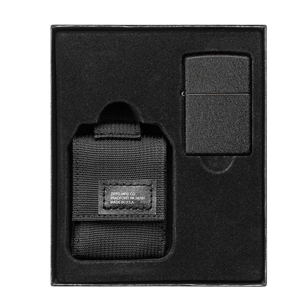 Tactical Pouch and Black Crackle® Windproof Lighter Gift Set | SKU: 49402