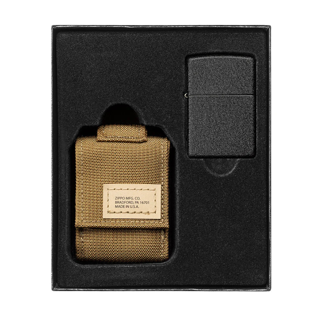 Tactical Pouch and Black Crackle® Windproof Lighter Gift Set | SKU: 49401